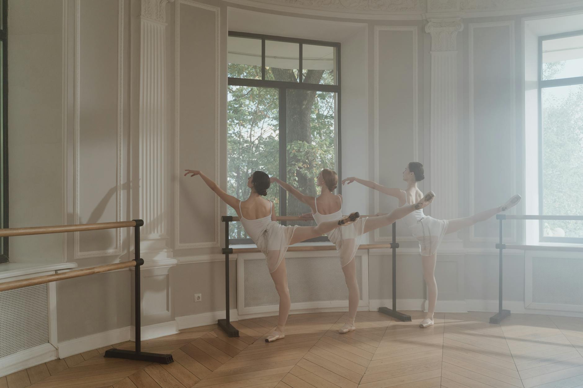 Ballet dancers rehearsing